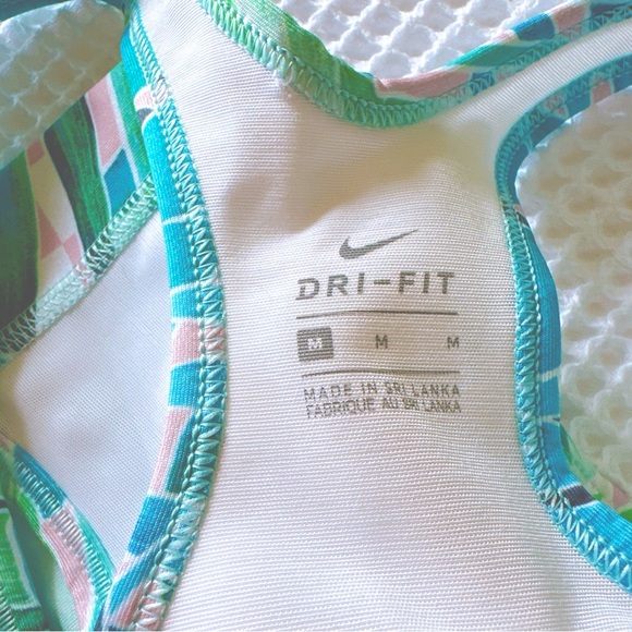 NEW♥️NIKE RACERBACK SPORTS BRA M TROPICAL PRINTED BLUE PINK GREEN WHITE BRALETTE - Picture 5 of 5